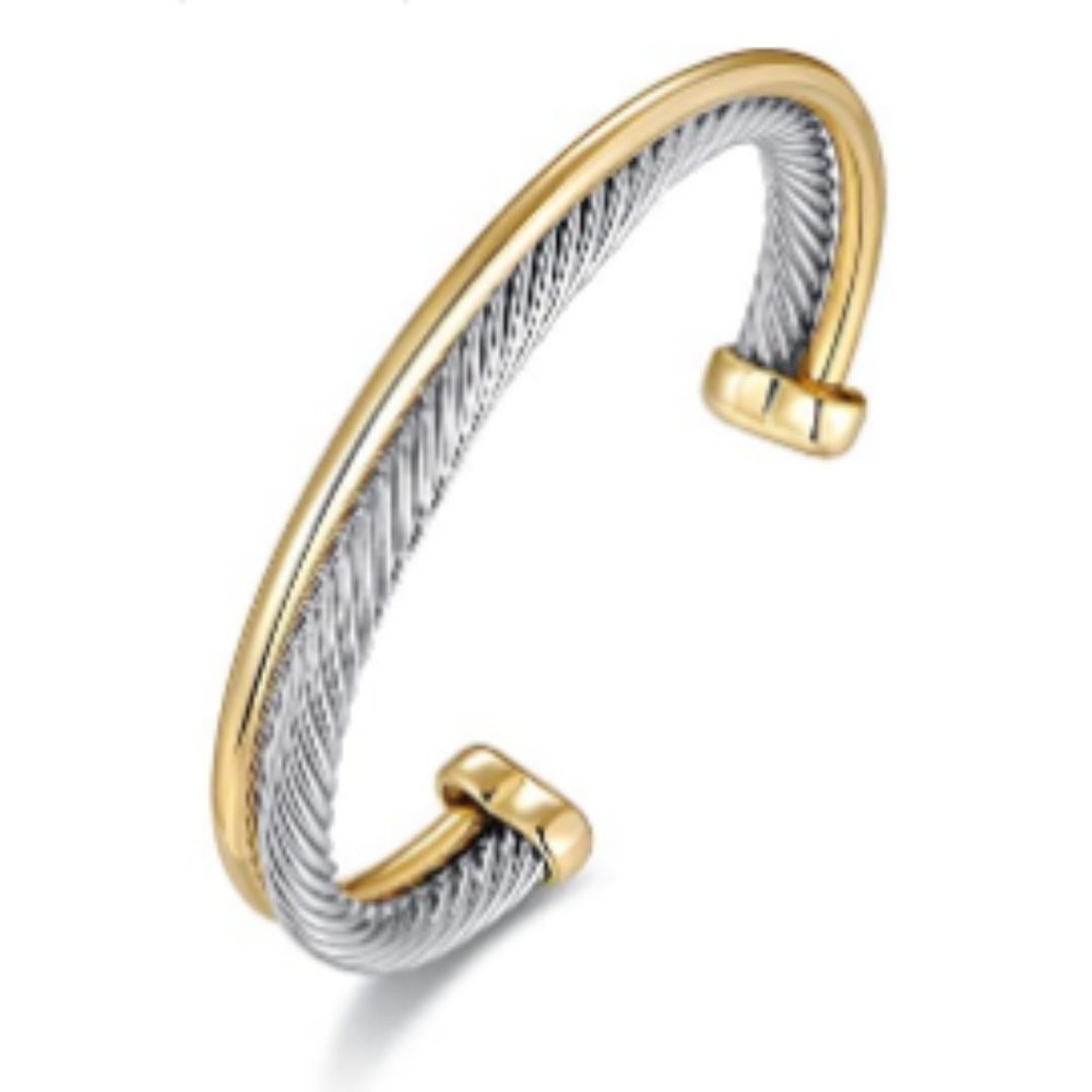 Unique Twisted Cable Wire Cuff Bangle